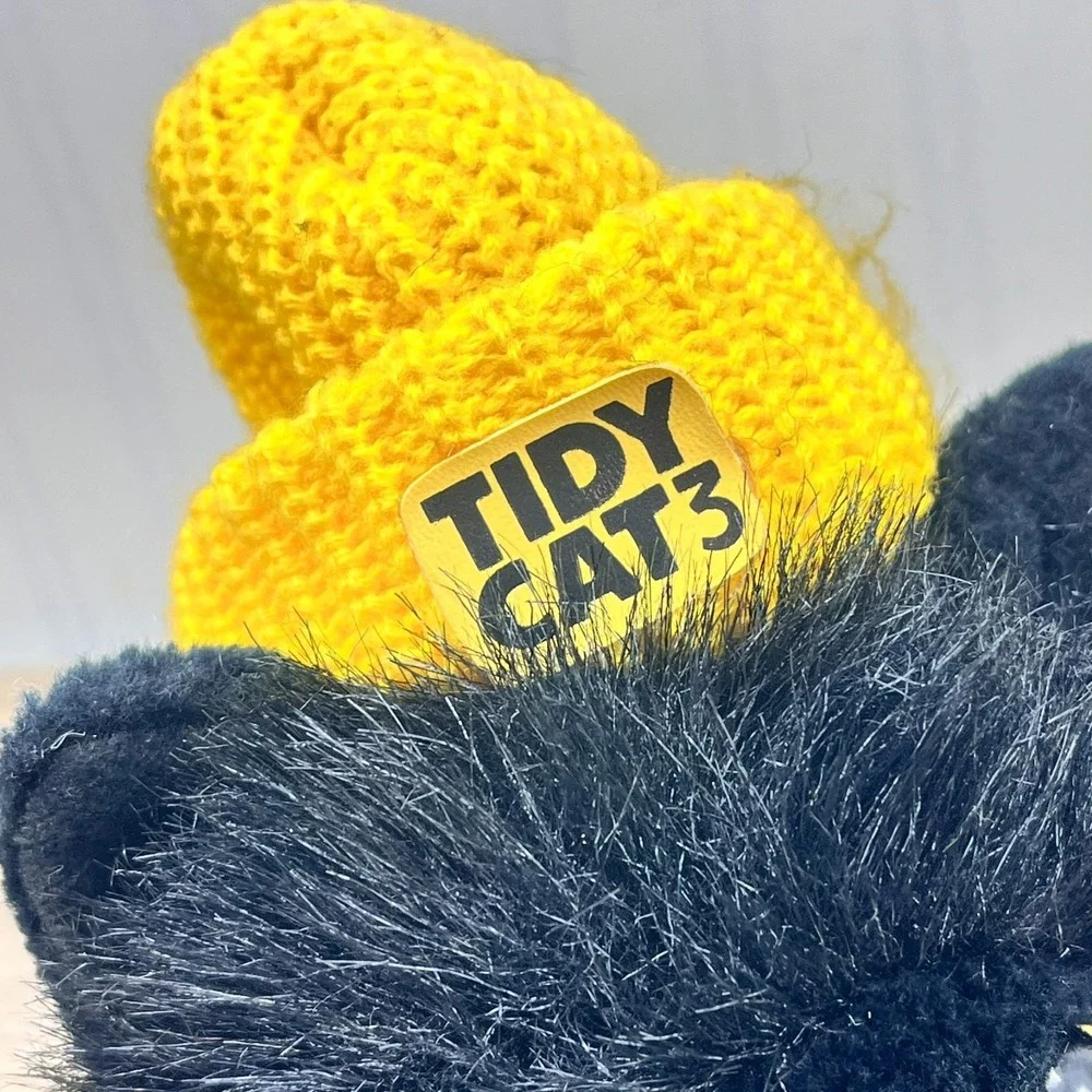 1987 Vintage Tidy Cat 3 Advertising 8 inch Black plush 99% Dust Free Animal Fair